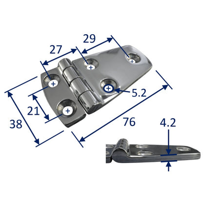 stainless steel hinge 76x38mm