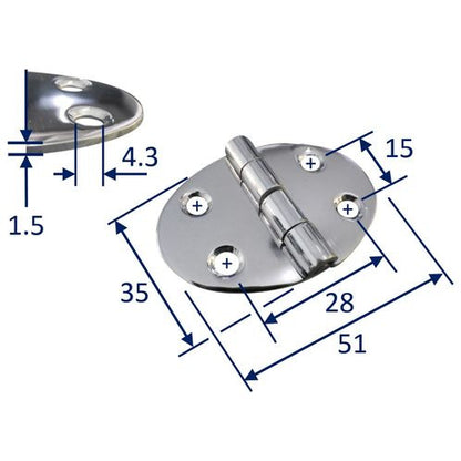 stainless steel oval hinges