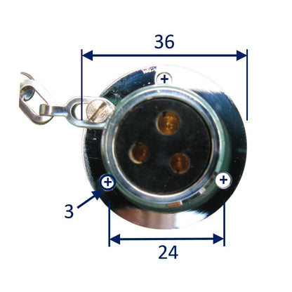 Waterproof Electrical Connector In Chrome Plated Brass, 3 Amp