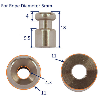 Canopy Tie Down Point, Norwegian Knob, Available in 3 Sizes, 316 Stainless Steel