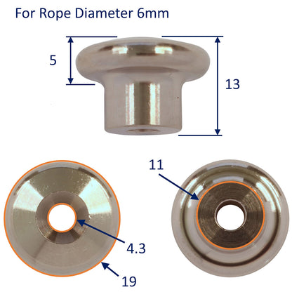 Canopy Tie Down Point, Norwegian Knob, Available in 3 Sizes, 316 Stainless Steel