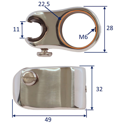 Top Slide For Ball Joint Stainless Steel, Fits Onto 22mm or 25mm Stainless Steel Tube