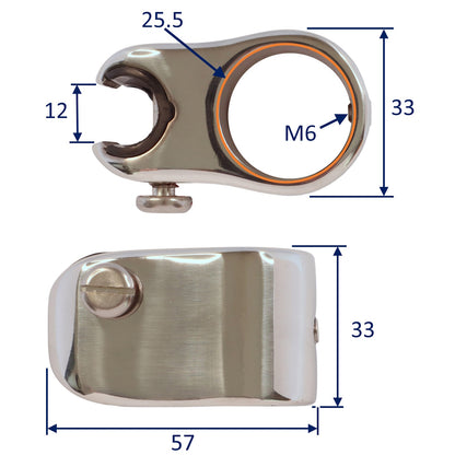 Top Slide For Ball Joint Stainless Steel, Fits Onto 22mm or 25mm Stainless Steel Tube