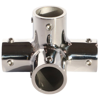 Stainless Steel Four Way Tube Connector for 22mm or 25mm.