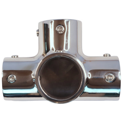 Stainless Steel Four Way Tube Connector for 22mm or 25mm.