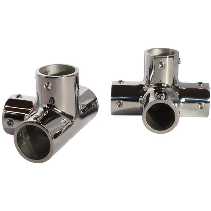 Stainless Steel Four Way Tube Connector for 22mm or 25mm.