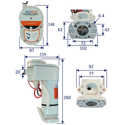 Manual to Electronic Seaflo Toilet Conversion Kit With Built in Macerator – 12V