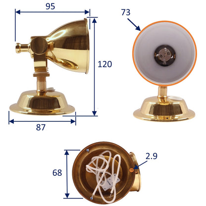 LED Surface Mounted Brass Lacquered Brass Interior Reading Light