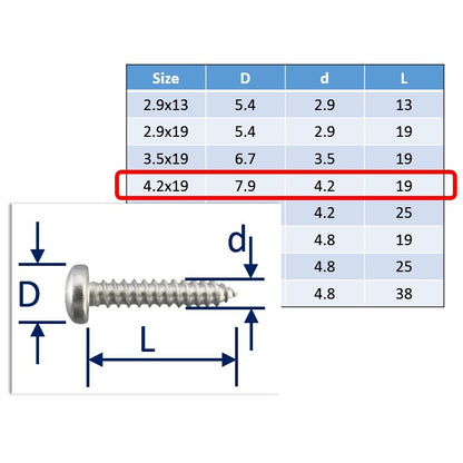 4.2x19 stainless steel self tapping screws