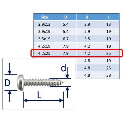 4.2x25 stainless steel self tapping screws