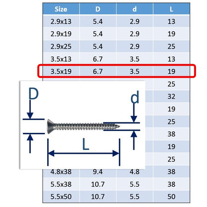 3.519 Stainless Steel Self Tapping Screws