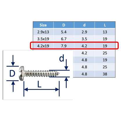 stainless steel self tapping screws 4.2x19mm