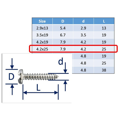 stainless steel self tapping screws 4.2x25mm