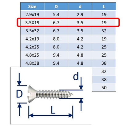 stainless steel self tapping screws 3.5x19mm