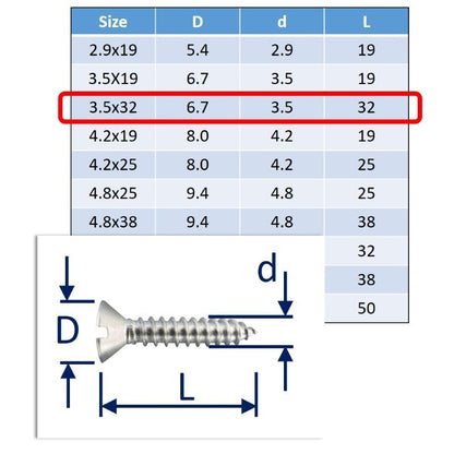 stainless steel self tapping screws 3.5x32mm