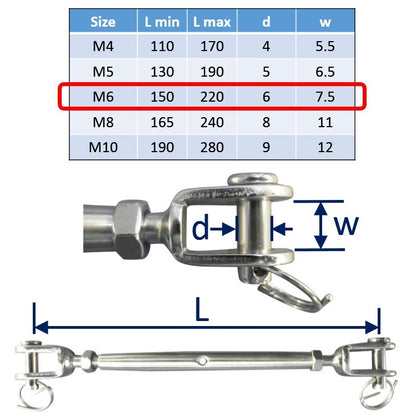 M6 stainless steel turnbuckle