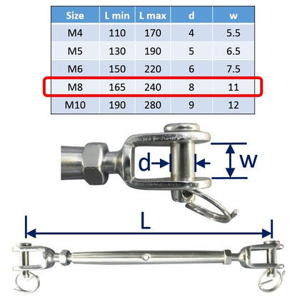 M8 stainless steel turnbuckle