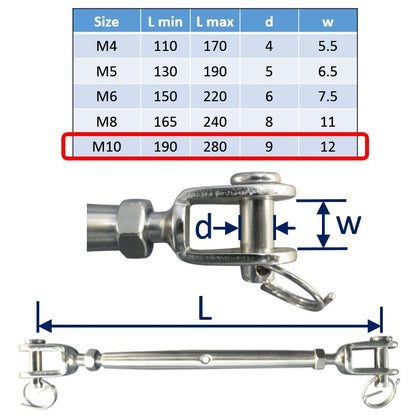 M10 stainless steel turnbuckle