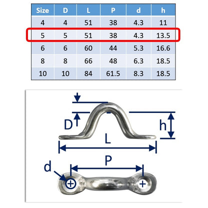 5mm stainless steel wire eye straps