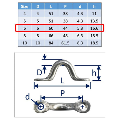 6mm stainless steel wire eye straps