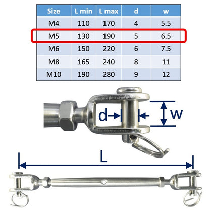 M5 stainless steel turnbuckle