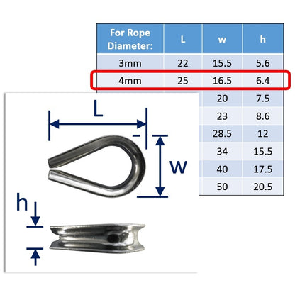 4mm stainless wire rope thimble