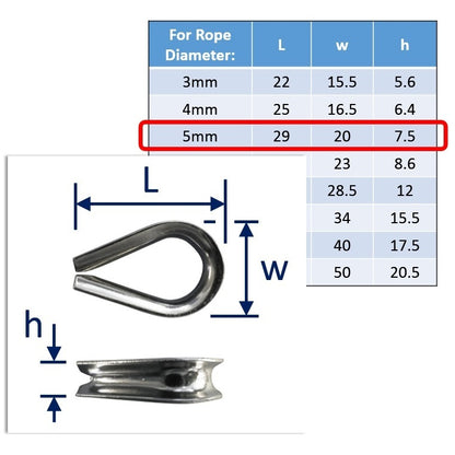 5mm stainless wire rope thimble