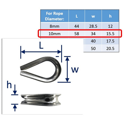 10mm stainless steel wire rope thimble