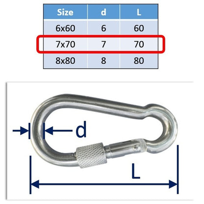 7mm 316 stainless steel carabiner