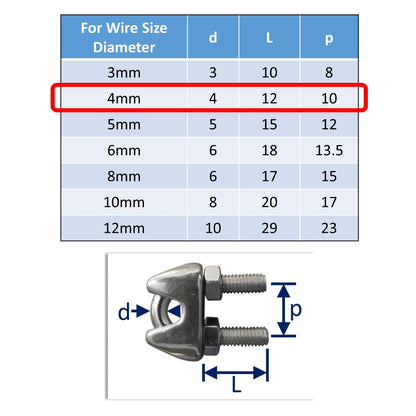 4mm stainless steel wire rope clamp