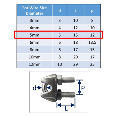 5mm stainless steel wire rope clamp