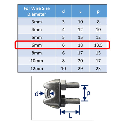 6mm stainless steel wire rope clamp