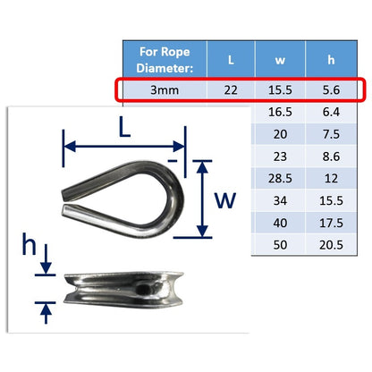 3mm stainless wire rope thimble