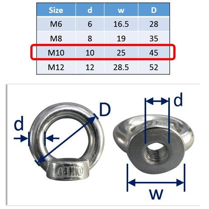 M10 stainless steel eye nut