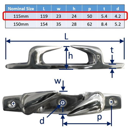 Fairleads (Left & Right Hand Pair), Stainless Steel