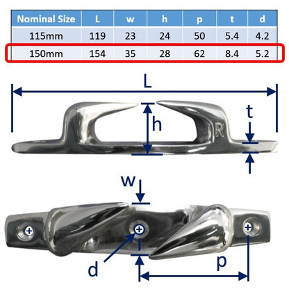 Fairleads (Left & Right Hand Pair), Stainless Steel