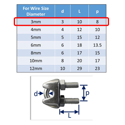 3mm stainless steel wire rope clamp