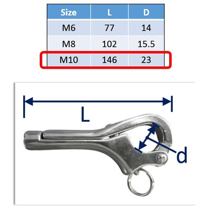 Pelican Hooks, Stainless Steel, Available in M6, M8 & M10