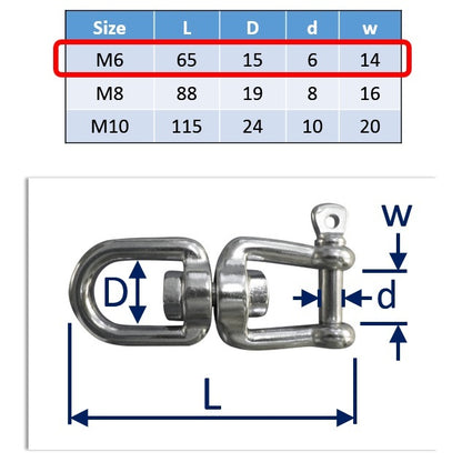 Swivel Connectors, Stainless Steel, Available in M6, M8 & M10