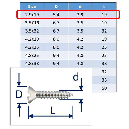 stainless steel self tapping screws 2.9x19mm