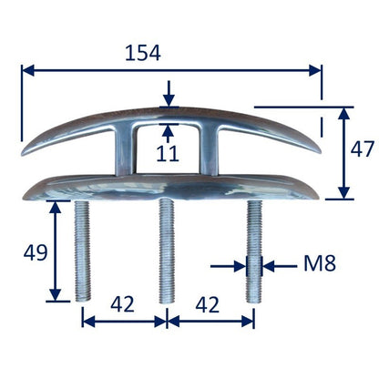 Folding Boat Deck Cleat, Stainless Steel