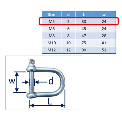 M5 stainless steel wide shackle