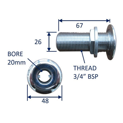 Boat Hull Skin Fitting, Pipe Inlet / Outlet 316 Stainless Steel