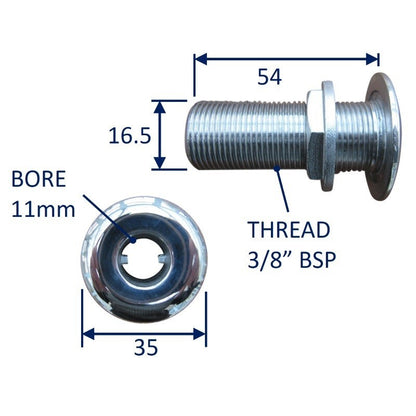 Boat Hull Skin Fitting, Pipe Inlet / Outlet 316 Stainless Steel