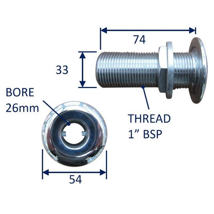 Boat Hull Skin Fitting, Pipe Inlet / Outlet 316 Stainless Steel