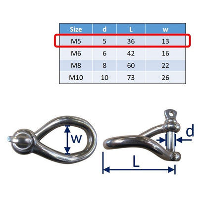 5mm stainless steel twisted shackle