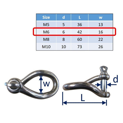 6mm stainless steel twisted shackle