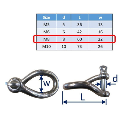 8mm stainless steel twisted shackle