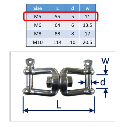 Double End Swivel: Stainless Steel With Jaw Ends