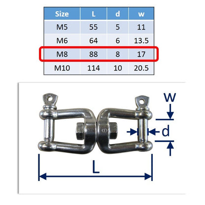 Double End Swivel: Stainless Steel With Jaw Ends